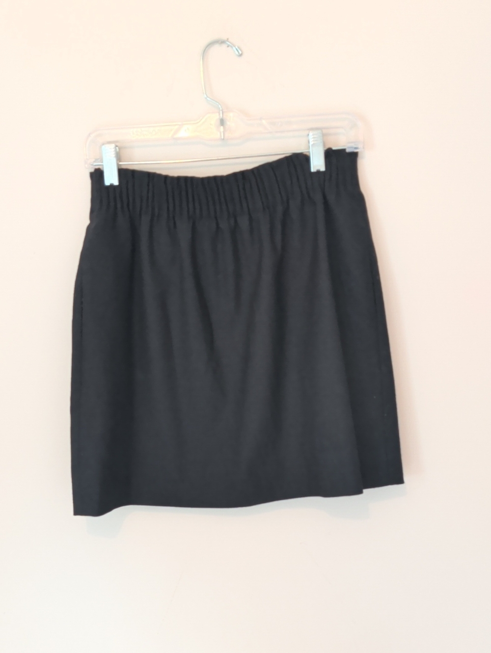 J. Crew Black Wool Mini Skirt Elastic Waist With Side Pockets  - Size 4